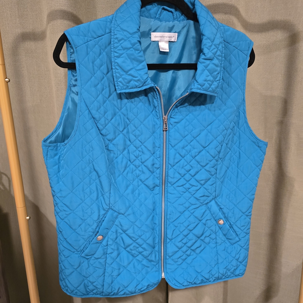 Christopher & Banks Turquoise Quilted Vest